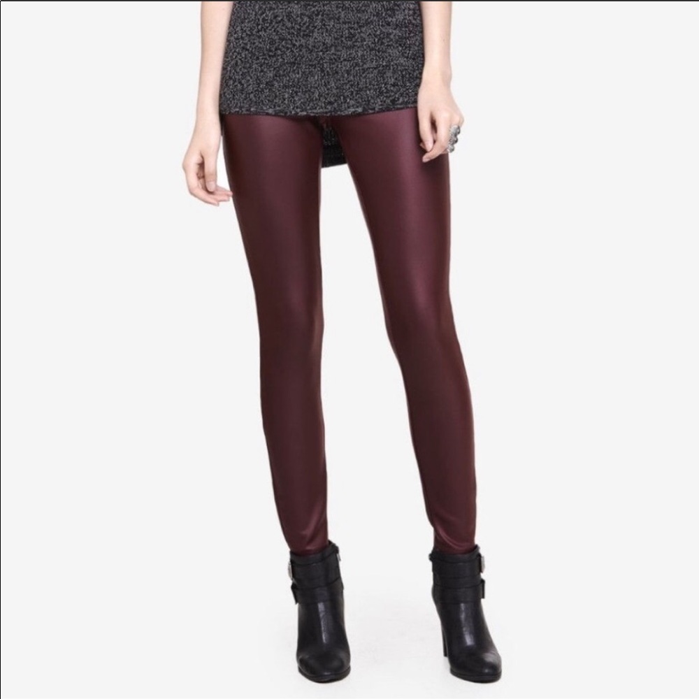 Express Scuba faux leather leggings Maroon S